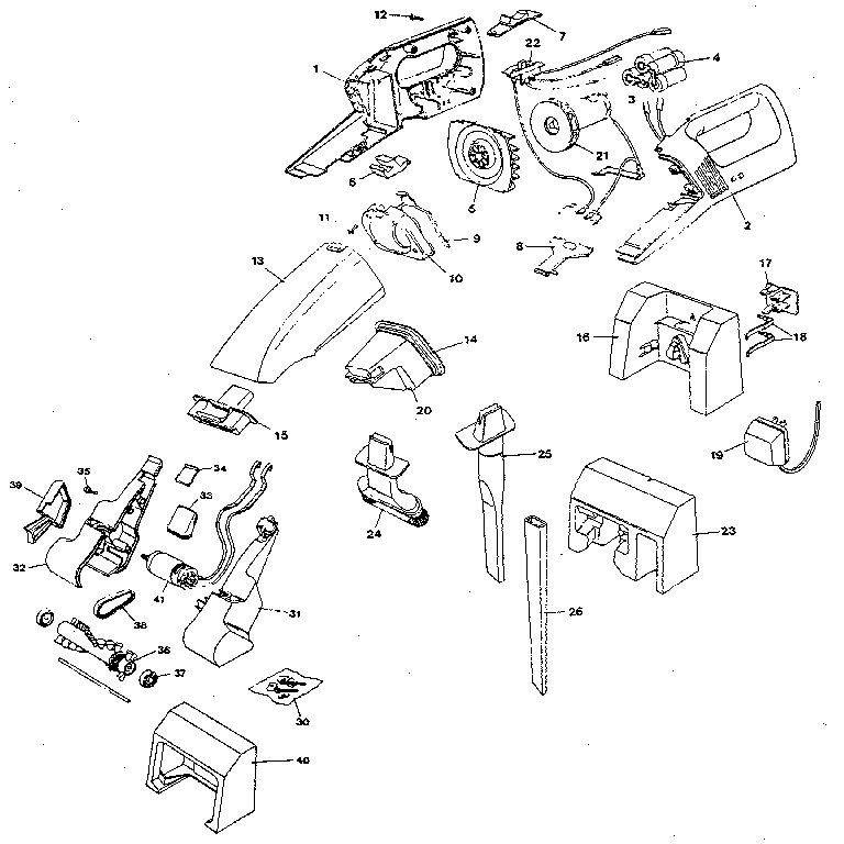 Unit Parts Diagram and Parts List for DB5000TY1  Black and Decker Hand Vacuum